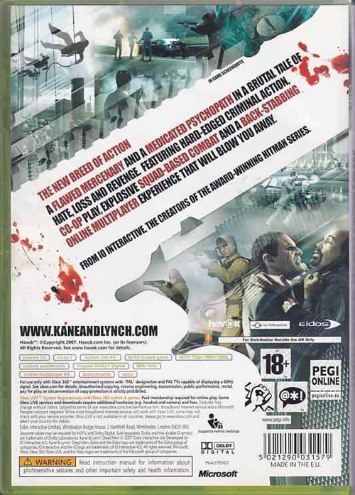 Kane and Lynch Dead Men - XBOX Live - XBOX 360 (B Grade) (Genbrug)